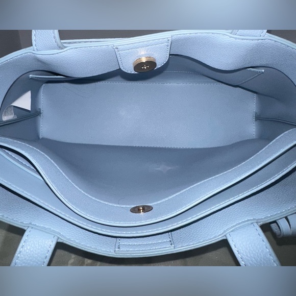 Anne Klein Women's Cloud Blue Large Belted Satchel With Convertible Strap - Picture 7 of 11